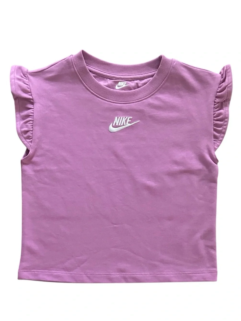 Nike Girls Short Ruffle Sleeve Shirt & Shorts Set Size 4 Light Magenta NWT